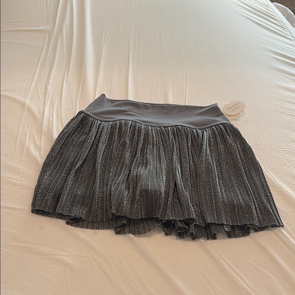 Gray Pleated Skater Mini Skirt for Night Out
